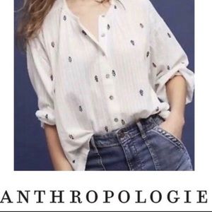 Anthropologie Akemi & Kin cotton top embroidered M